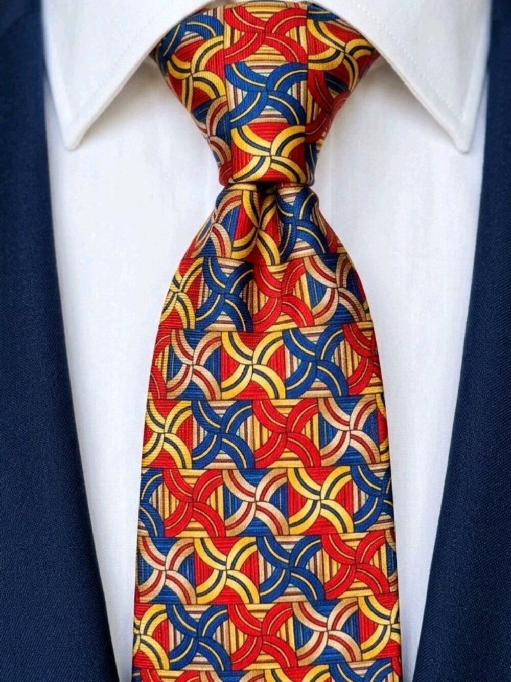 J GARCIA "Curves & Lines" Collector Edition Silk Tie Vtg Early 1990s Made In USA